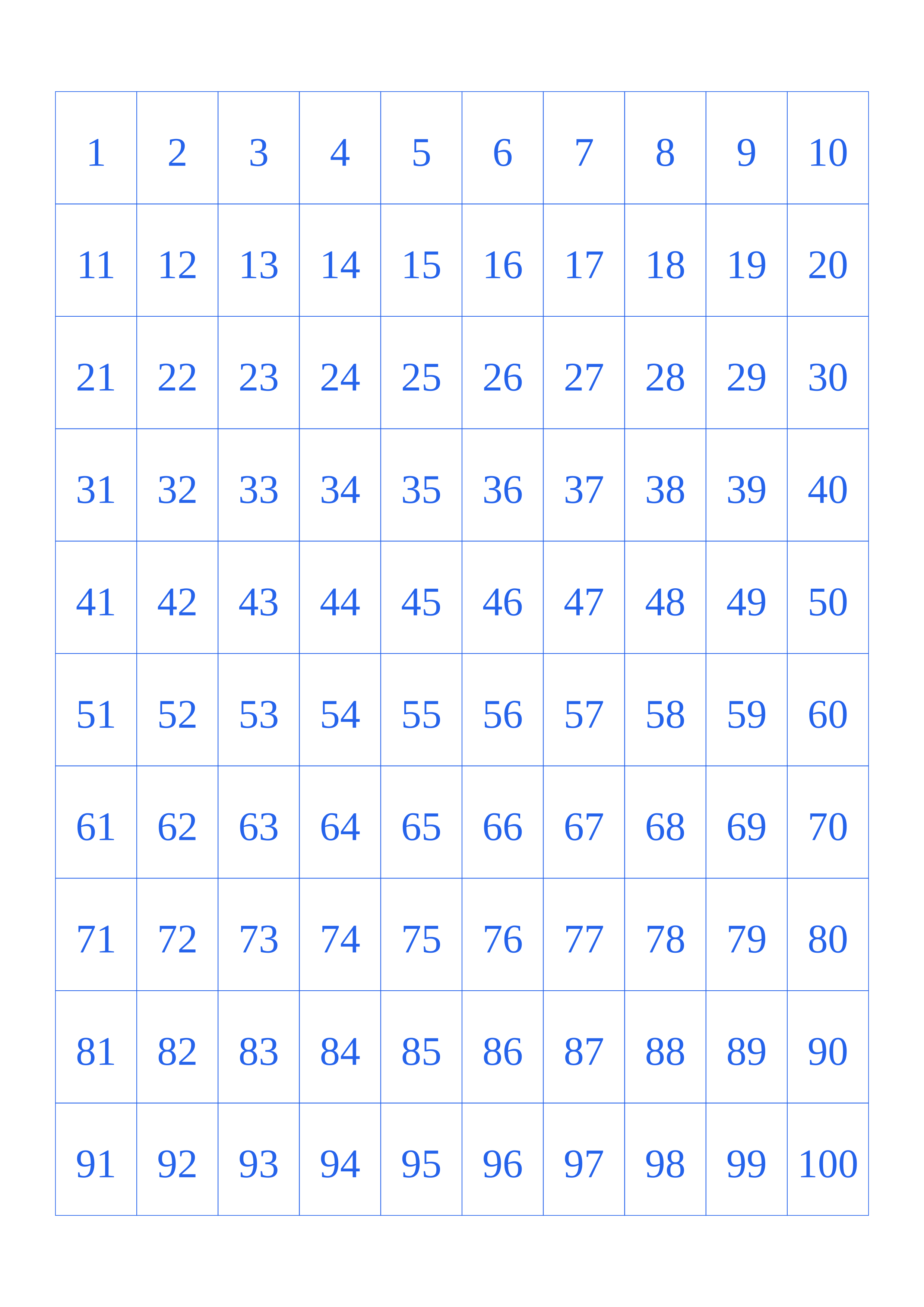 A4 1cm Printable Number Grid preview